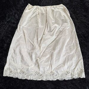 Cottagecore Cream/White Lace Trim Slip Skirt